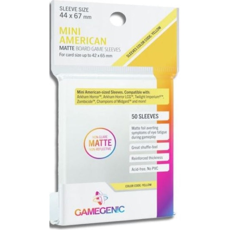 Gamegenic Matte Board Game Sleeves - Mini American Sized (44mm x 67mm) (50 Sleeves Per Pack)