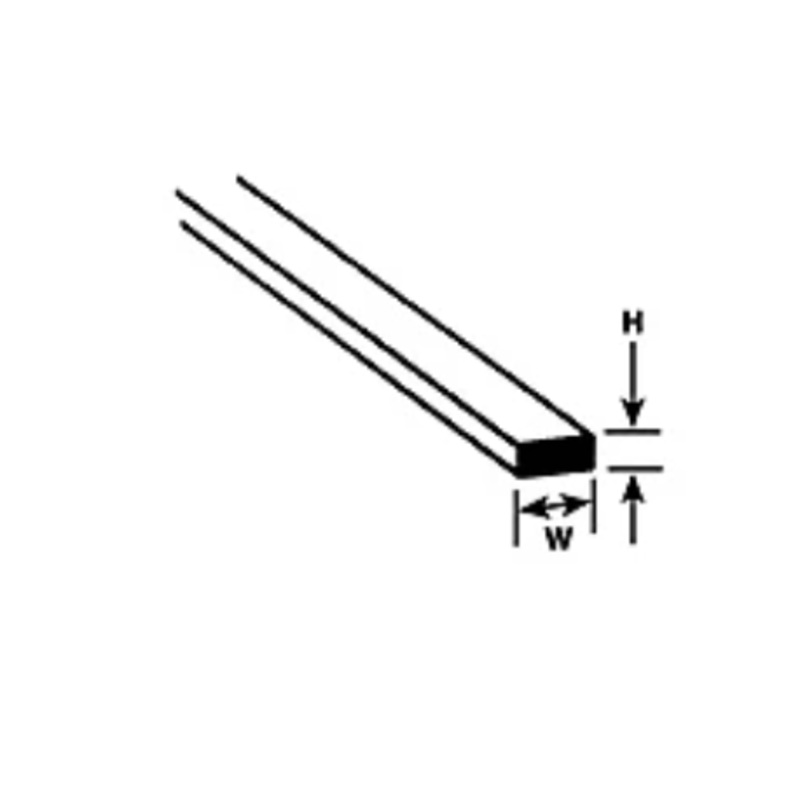 .100 x .250 STYRENE STRIP 90779 (MS-1025 / pack of 10)